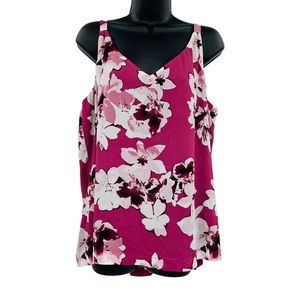WHBM the ultimate reversible dual neck tank top floral New women's size L